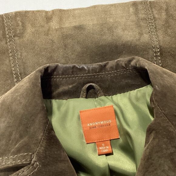 Anonymous By John Carlisle Suede Leather Coat Olive Green Small - Picture 8 of 12